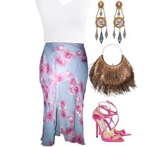 Henri Bendel Rare Floral Slit Skirt! Fully Lined! Sz Sm! Welcome to Summer Sexy!